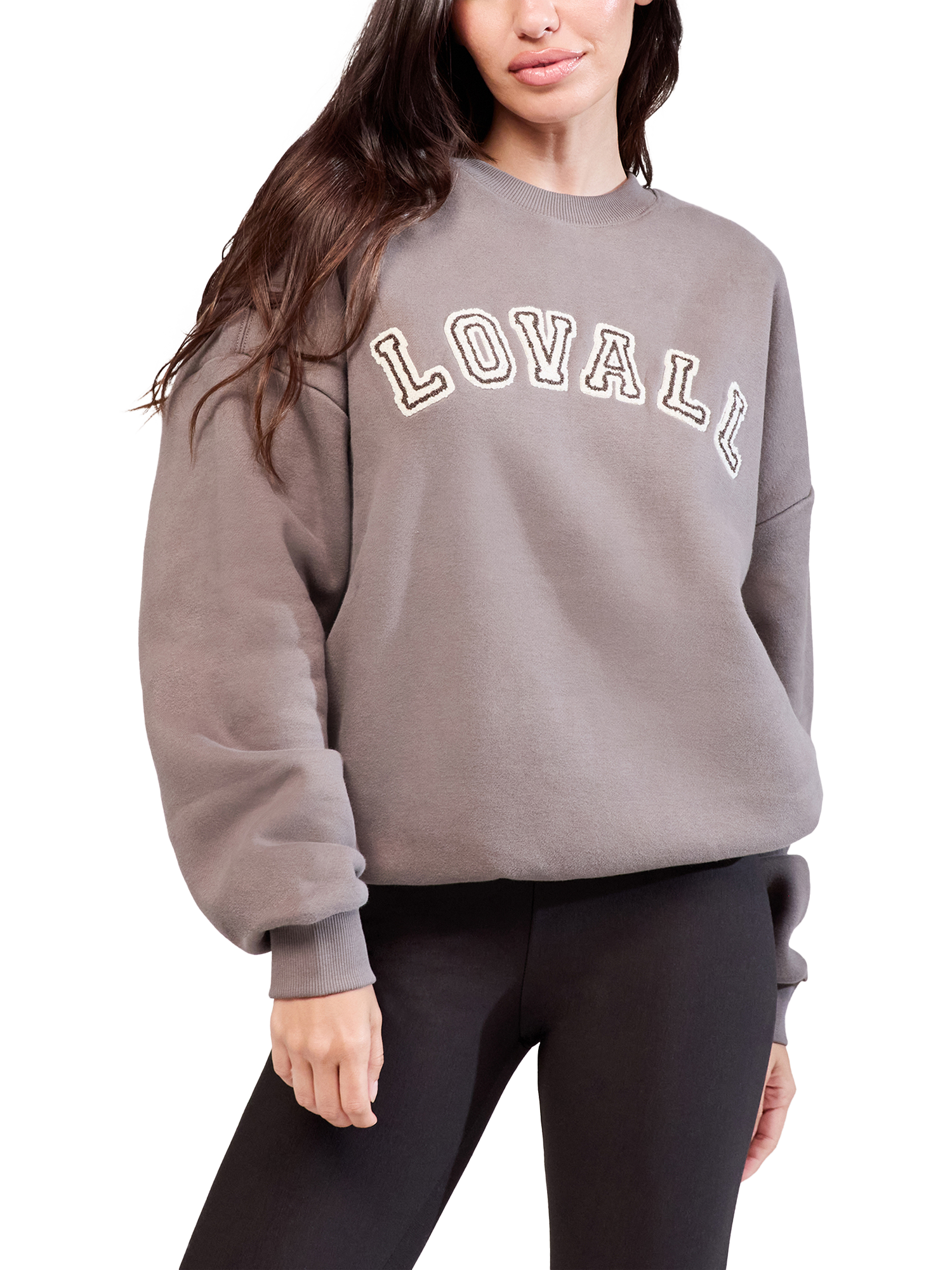 Product image 1 of 5, which shows Lovall Heavyweight Graphic Oversized Cotton Blend Sweatshirt, Mocha, 6