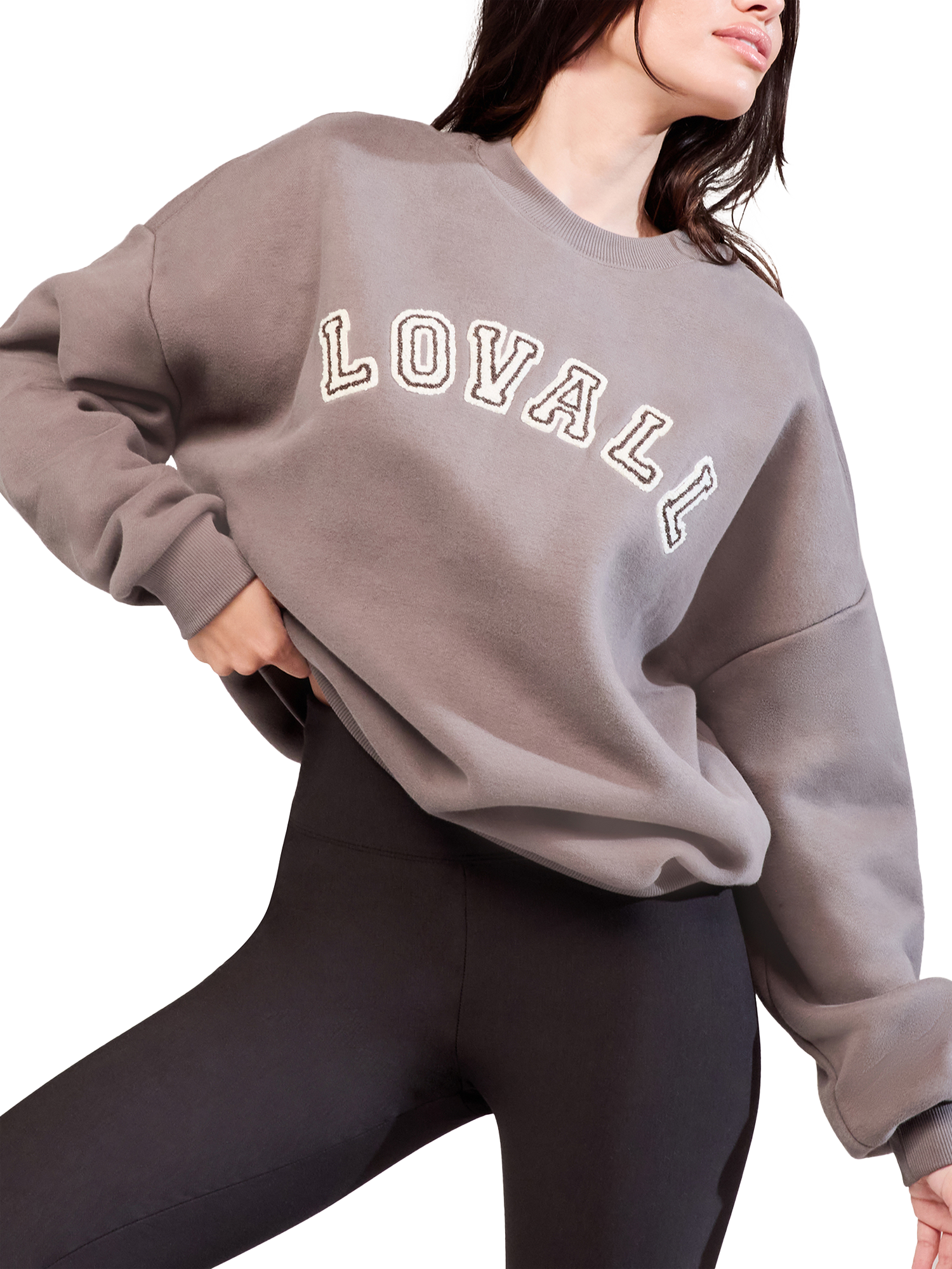 Product image 2 of 5, which shows Lovall Heavyweight Graphic Oversized Cotton Blend Sweatshirt, Mocha, 6