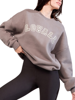 Lovall Heavyweight Graphic Oversized Cotton Blend Sweatshirt, Mocha - view 2, Mocha