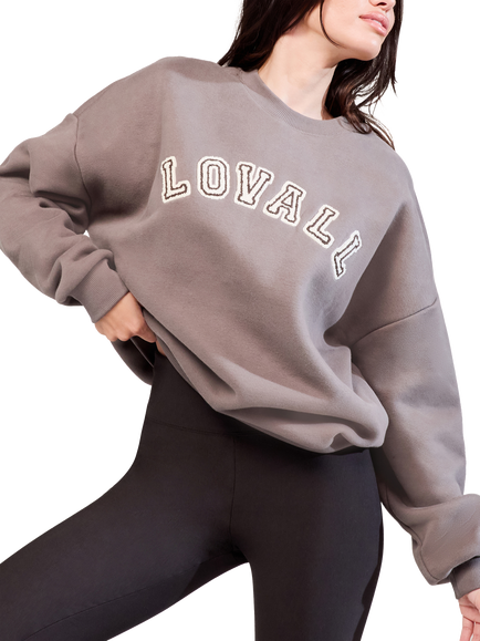 Lovall Heavyweight Graphic Oversized Cotton Blend Sweatshirt, Mocha - view 2, Mocha