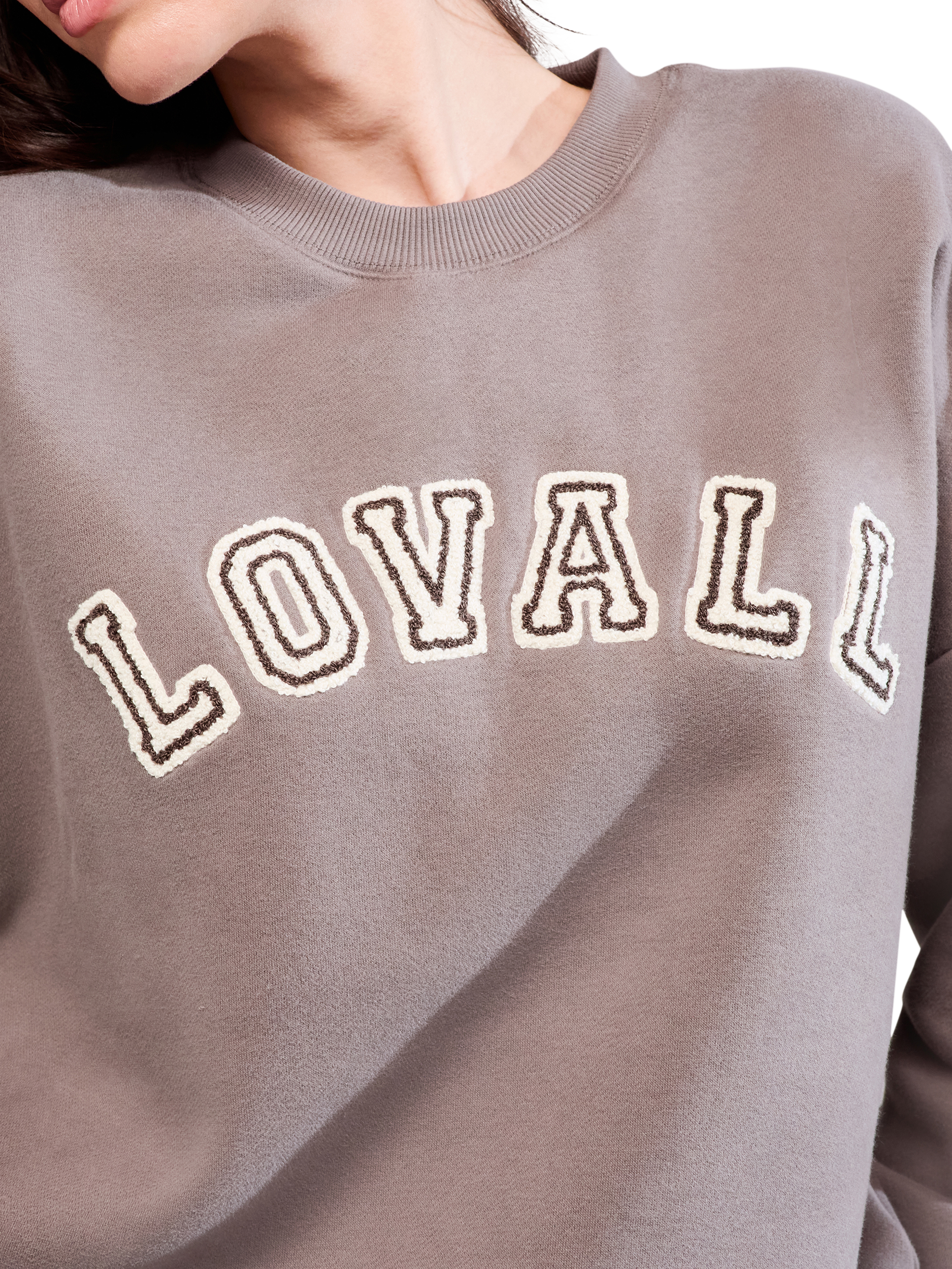 Product image 3 of 5, which shows Lovall Heavyweight Graphic Oversized Cotton Blend Sweatshirt, Mocha, 6