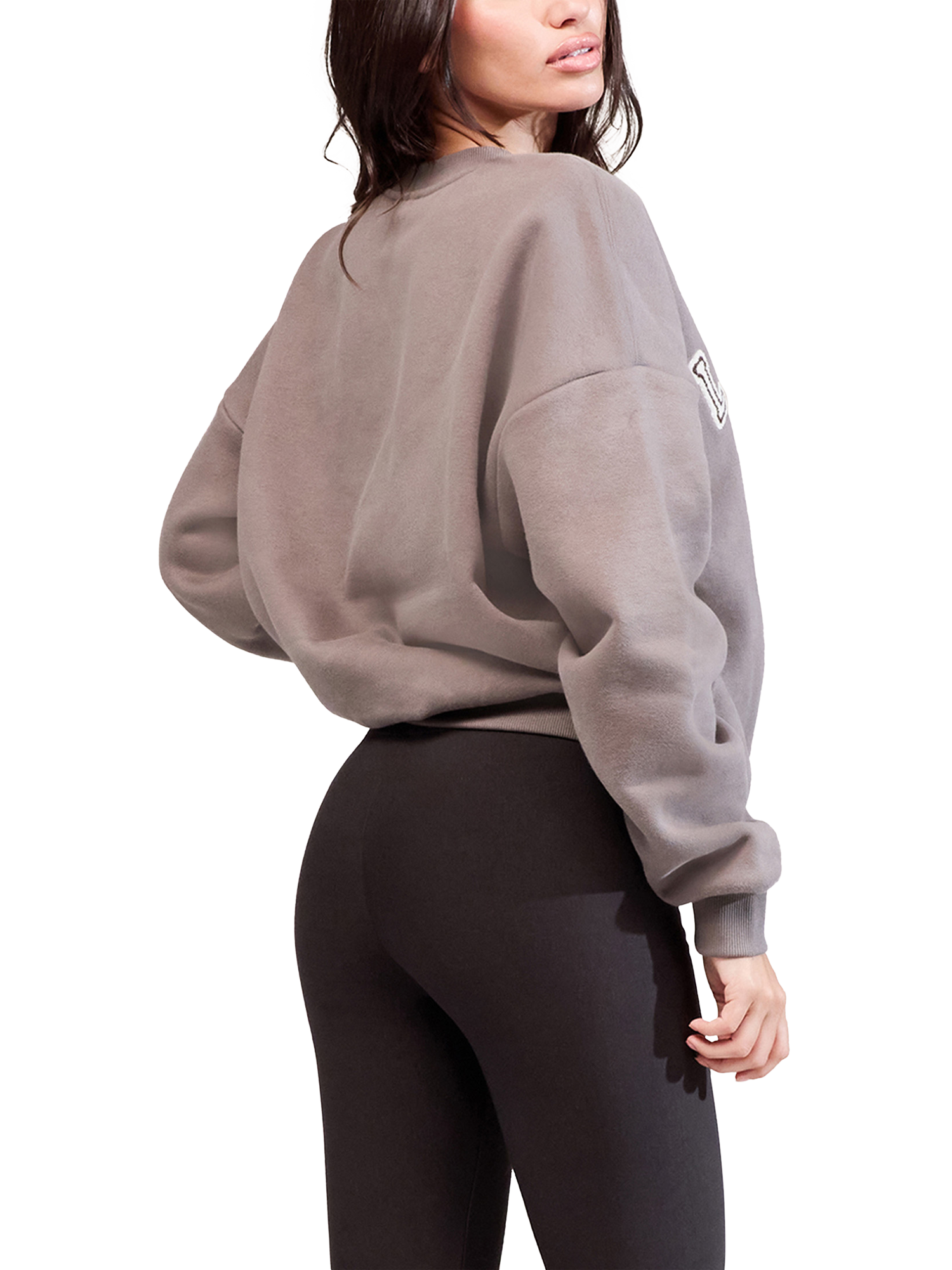 Product image 4 of 5, which shows Lovall Heavyweight Graphic Oversized Cotton Blend Sweatshirt, Mocha, 6