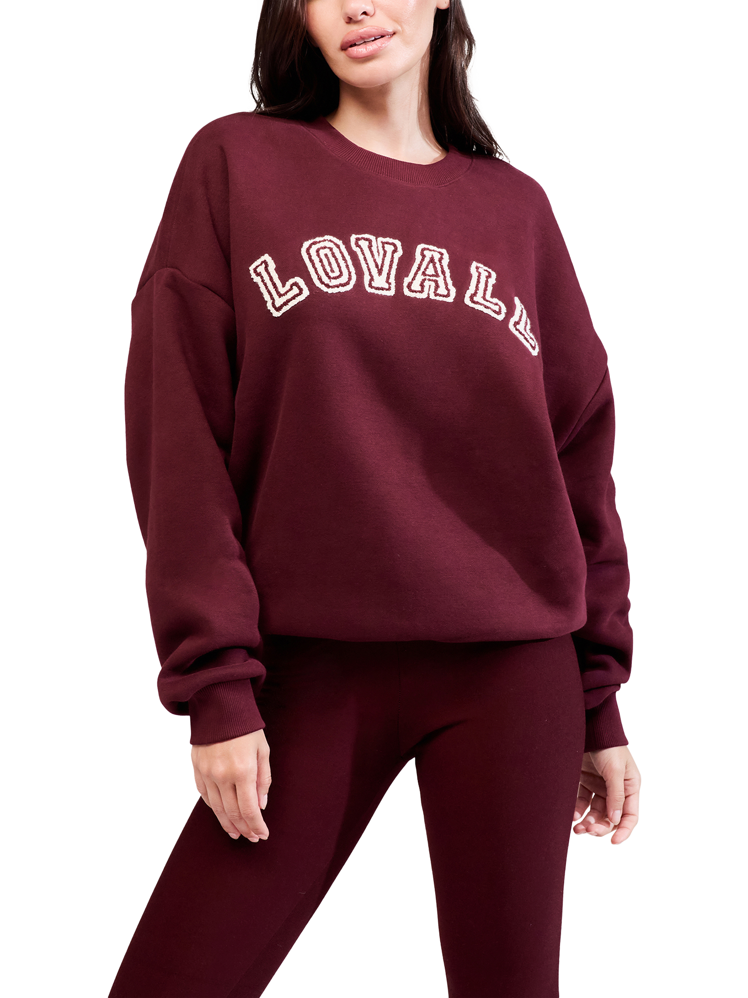 Product image 1 of 5, which shows Lovall Heavyweight Cotton Blend Oversized Sweatshirt, Burgundy, 6