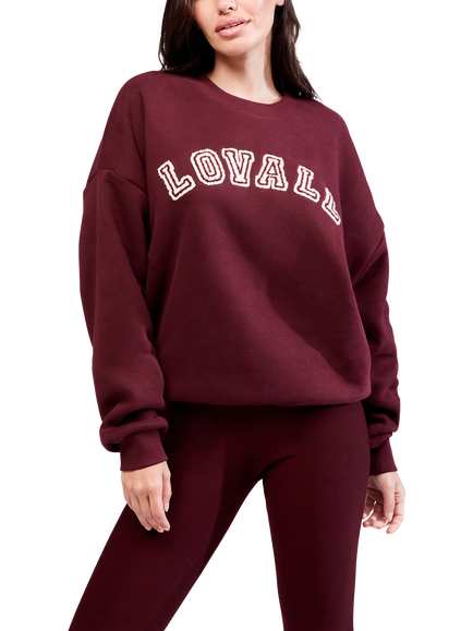 Lovall Heavyweight Cotton Blend Oversized Sweatshirt, Burgundy