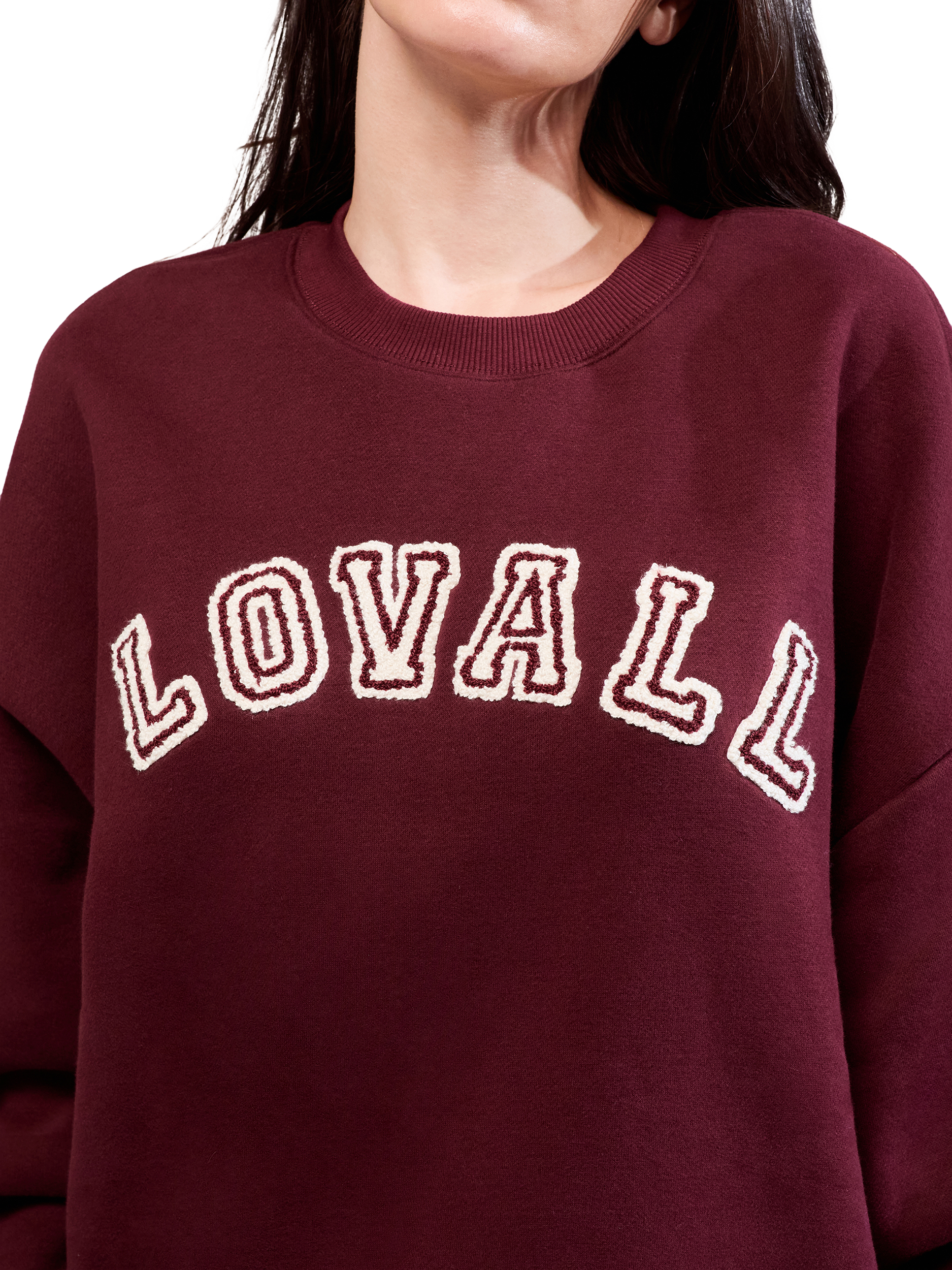 Product image 3 of 5, which shows Lovall Heavyweight Cotton Blend Oversized Sweatshirt, Burgundy, 6