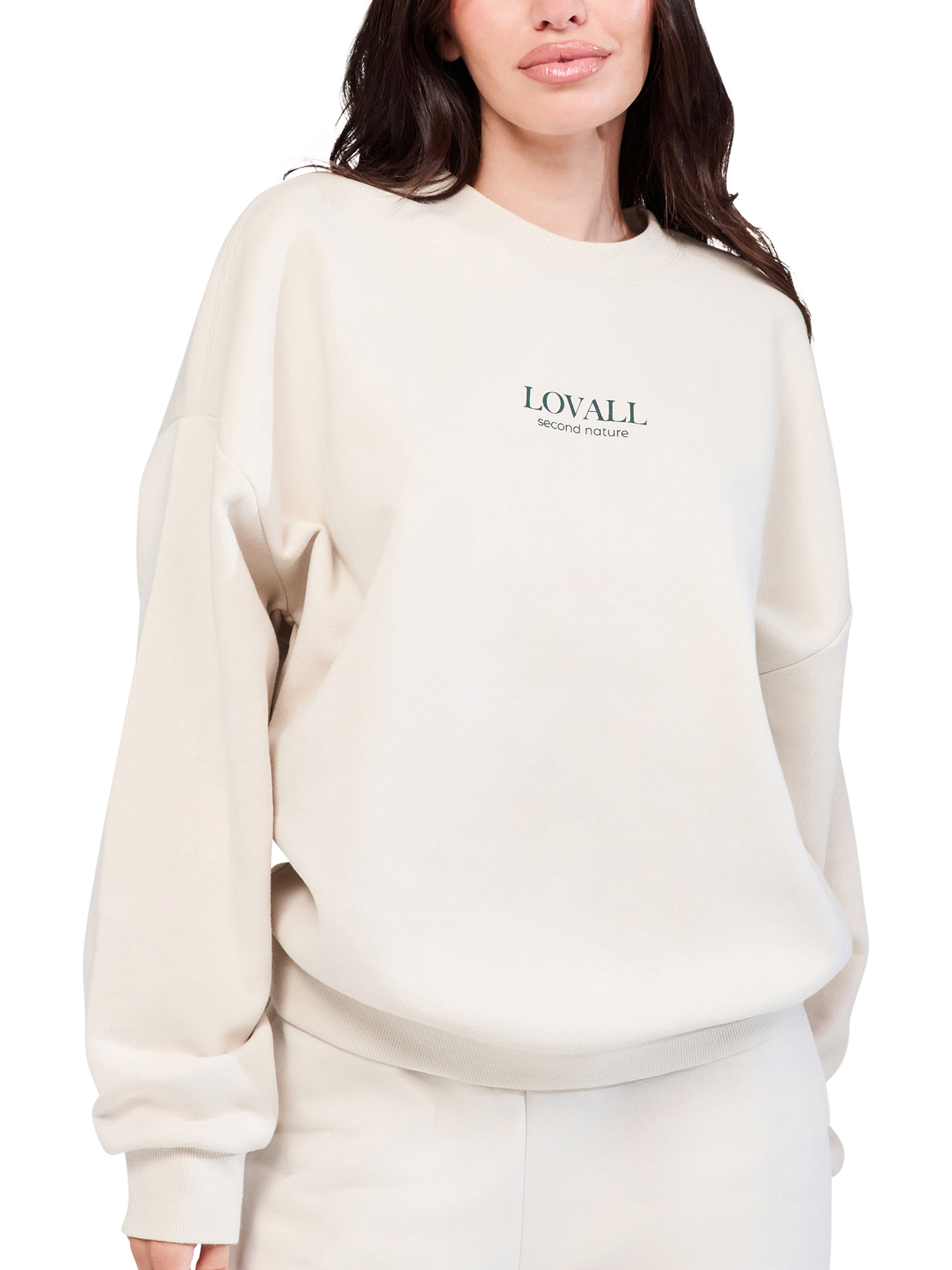 Product image 1 of 5, which shows Lovall ALL SZN Cotton Blend Oversized Sweatshirt, Ecru, 6