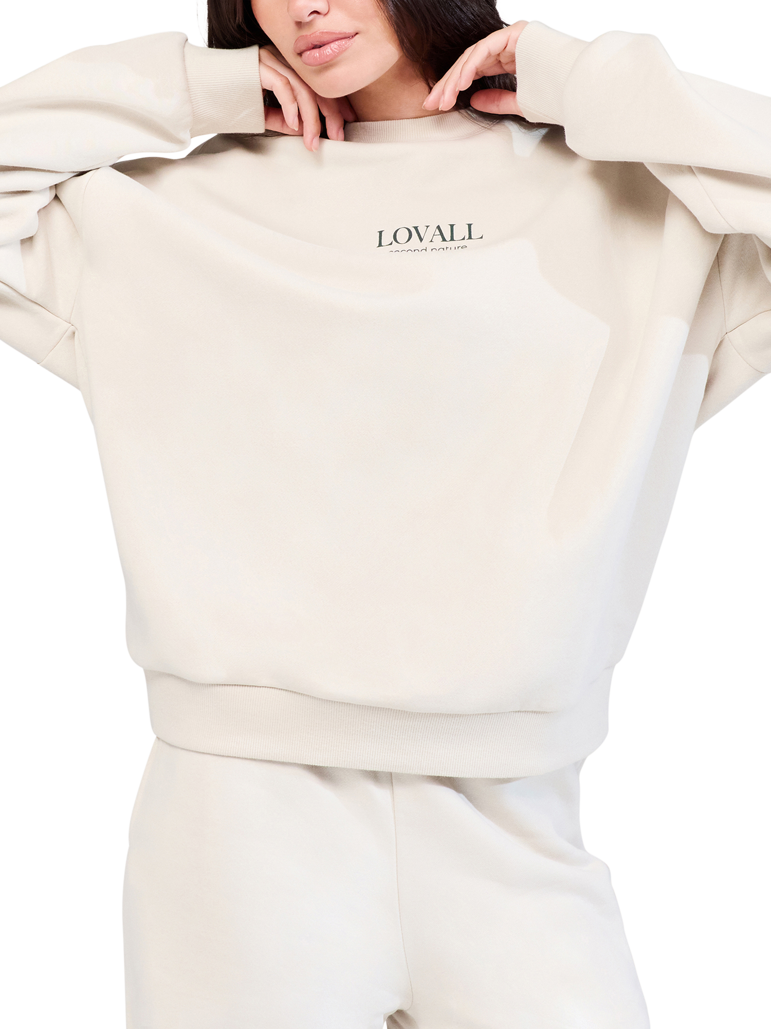 Product image 3 of 5, which shows Lovall ALL SZN Cotton Blend Oversized Sweatshirt, Ecru, 6