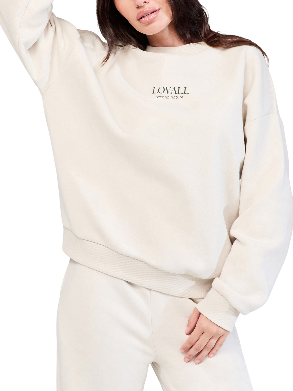 Product image 4 of 5, which shows Lovall ALL SZN Cotton Blend Oversized Sweatshirt, Ecru, 6