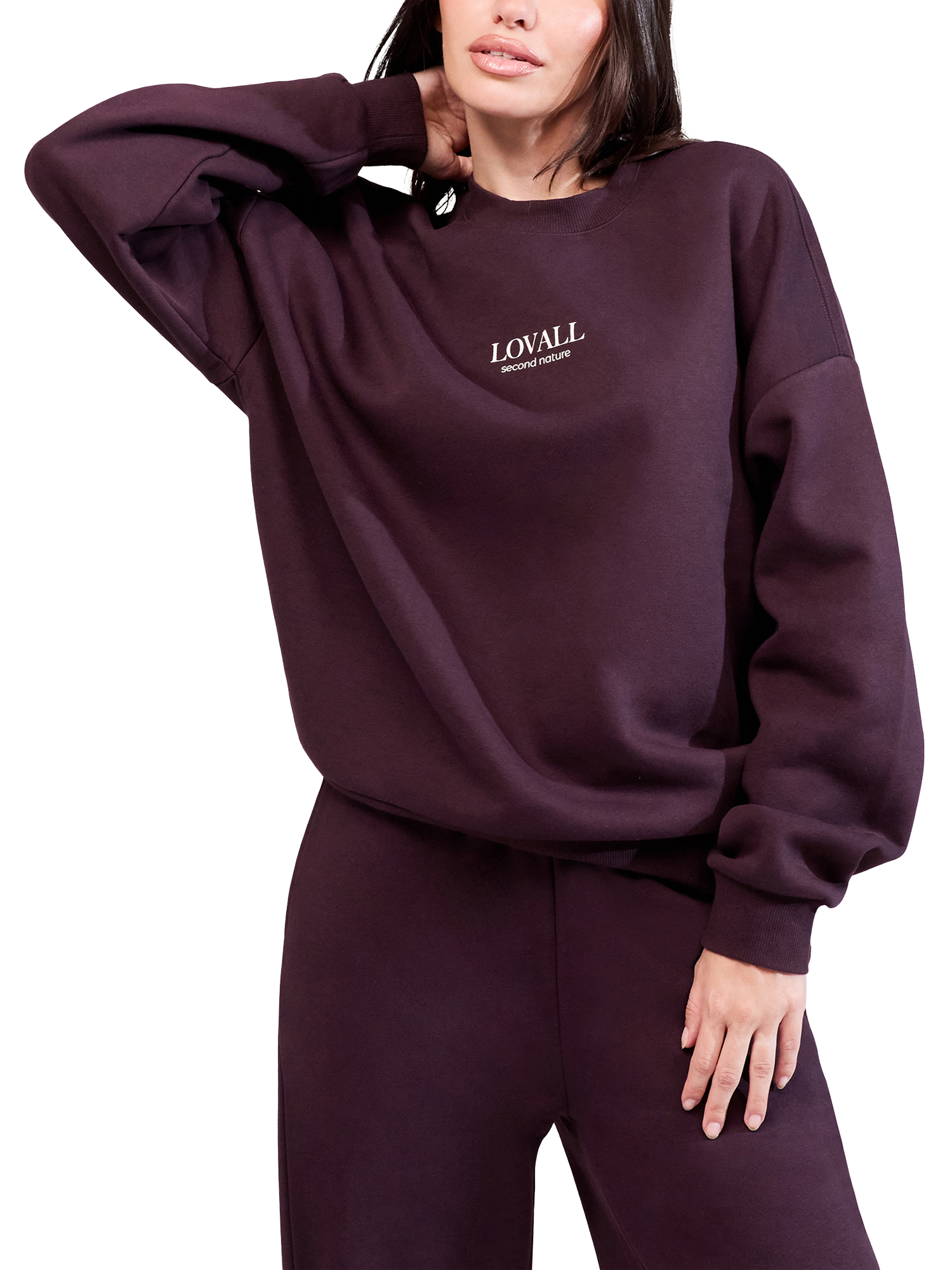Product image 1 of 4, which shows Lovall ALL SZN Organic Cotton Blend Oversized Sweatshirt, Wine, 6