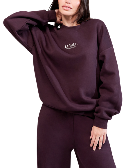 Lovall ALL SZN Organic Cotton Blend Oversized Sweatshirt, Wine, Wine