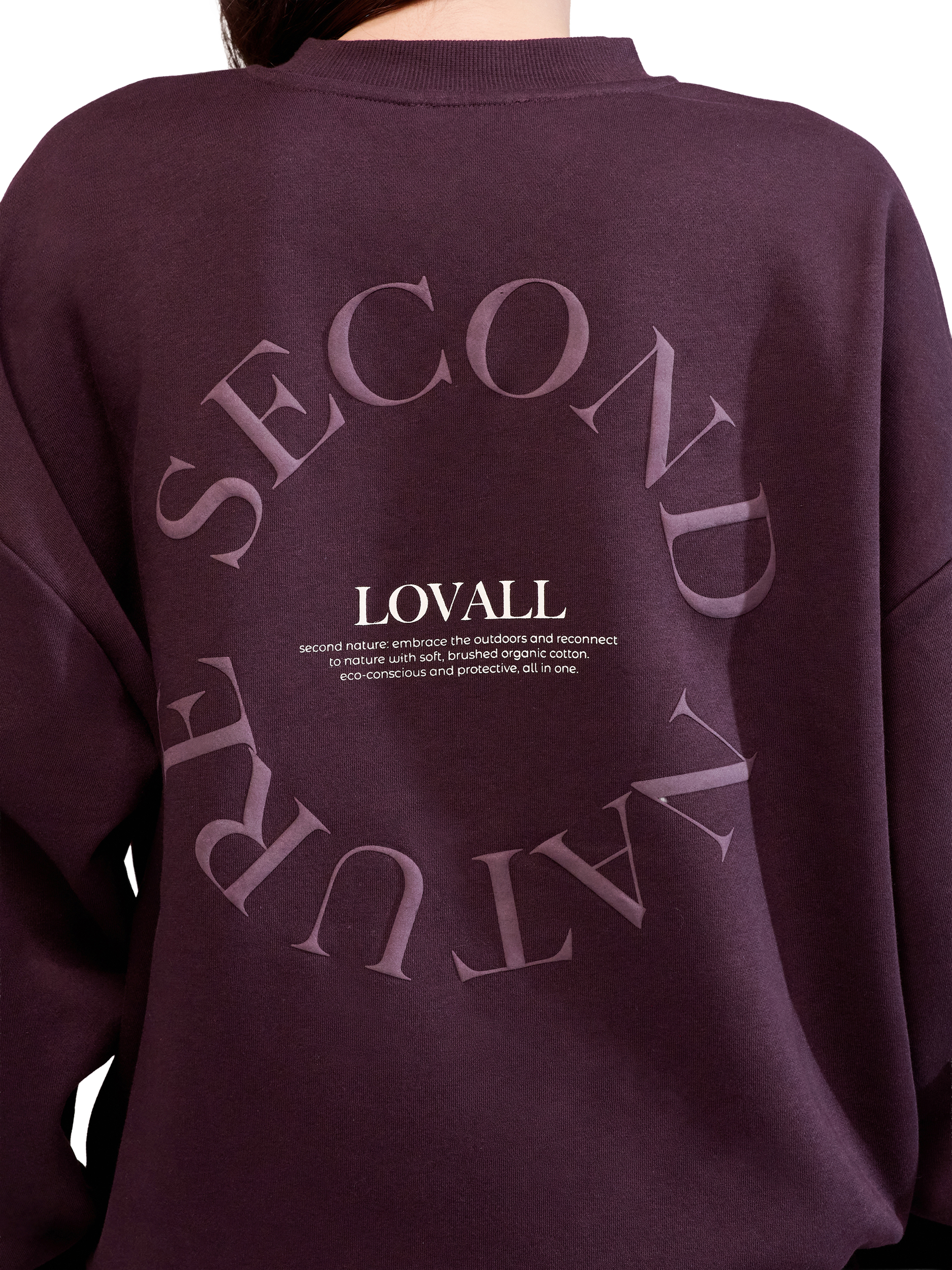 Product image 2 of 4, which shows Lovall ALL SZN Organic Cotton Blend Oversized Sweatshirt, Wine, 6