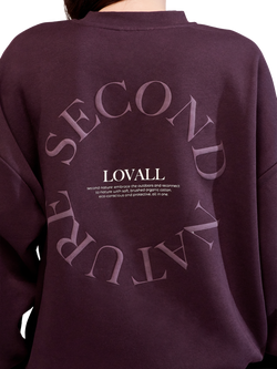 Lovall ALL SZN Organic Cotton Blend Oversized Sweatshirt, Wine - view 2, Wine