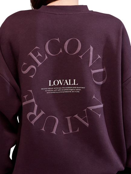 Lovall ALL SZN Organic Cotton Blend Oversized Sweatshirt, Wine - view 2, Wine