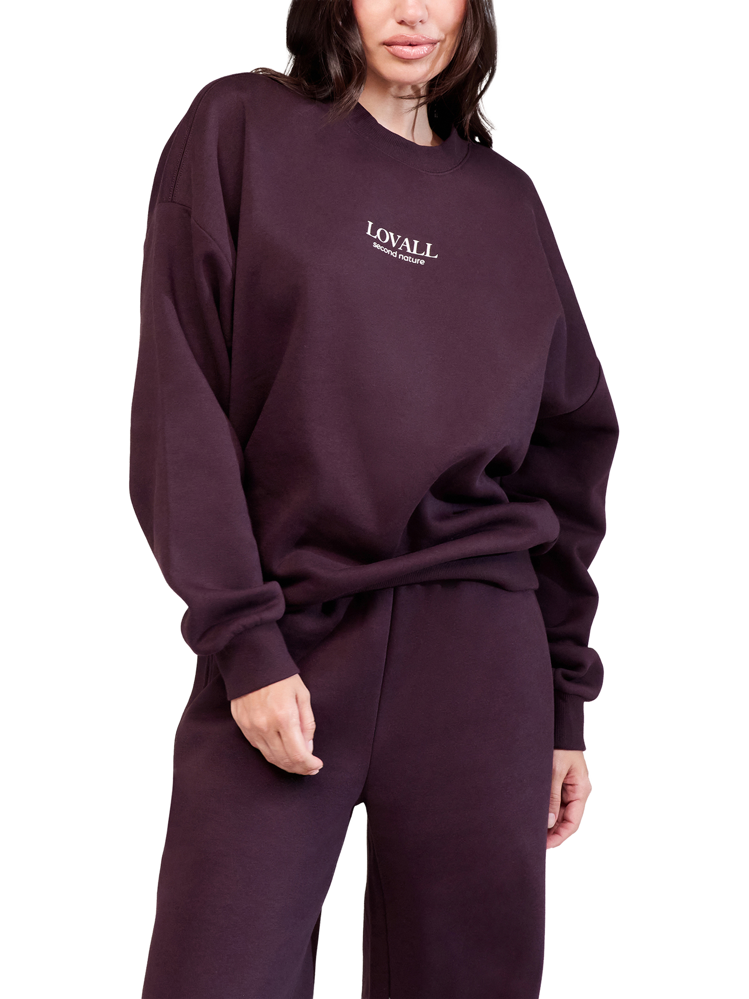 Product image 3 of 4, which shows Lovall ALL SZN Organic Cotton Blend Oversized Sweatshirt, Wine, 6