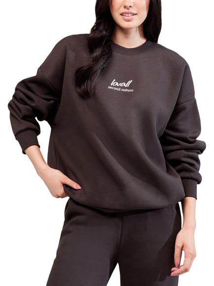 Lovall ALL SZN Cotton Blend Oversized Sweatshirt, Black Coffee, Black Coffee