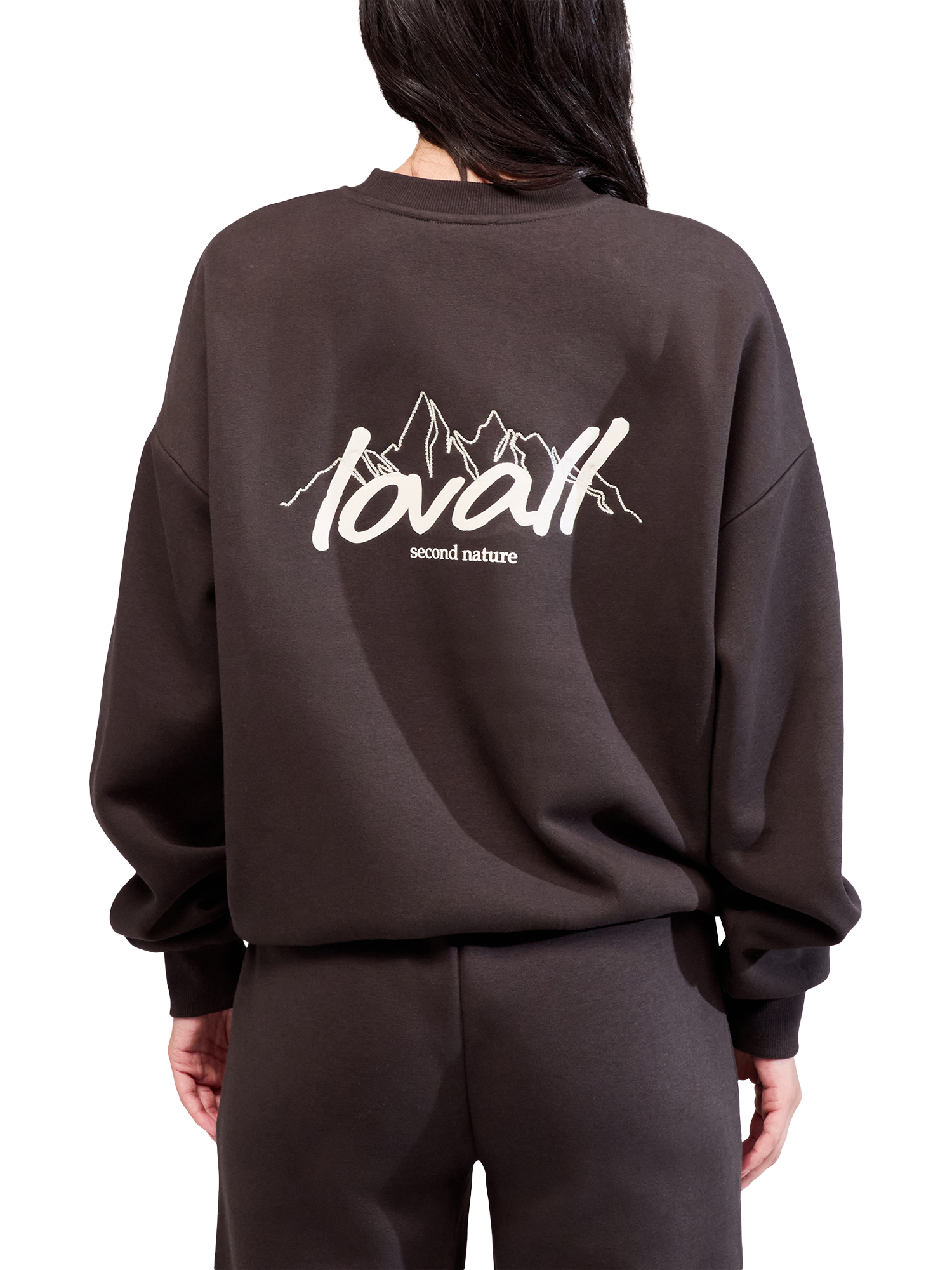 Product image 2 of 5, which shows Lovall ALL SZN Cotton Blend Oversized Sweatshirt, Black Coffee, 6