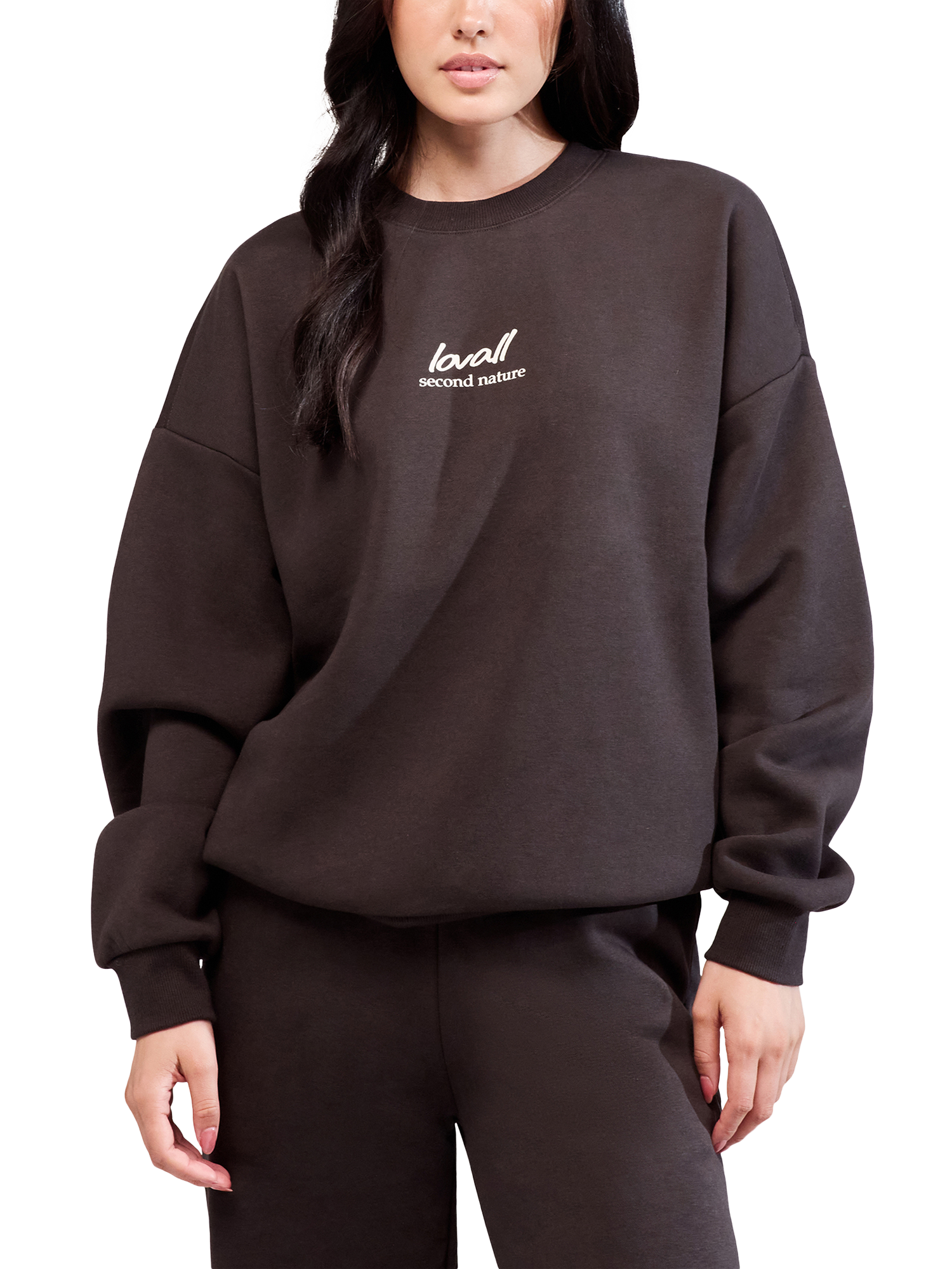 Product image 4 of 5, which shows Lovall ALL SZN Cotton Blend Oversized Sweatshirt, Black Coffee, 6