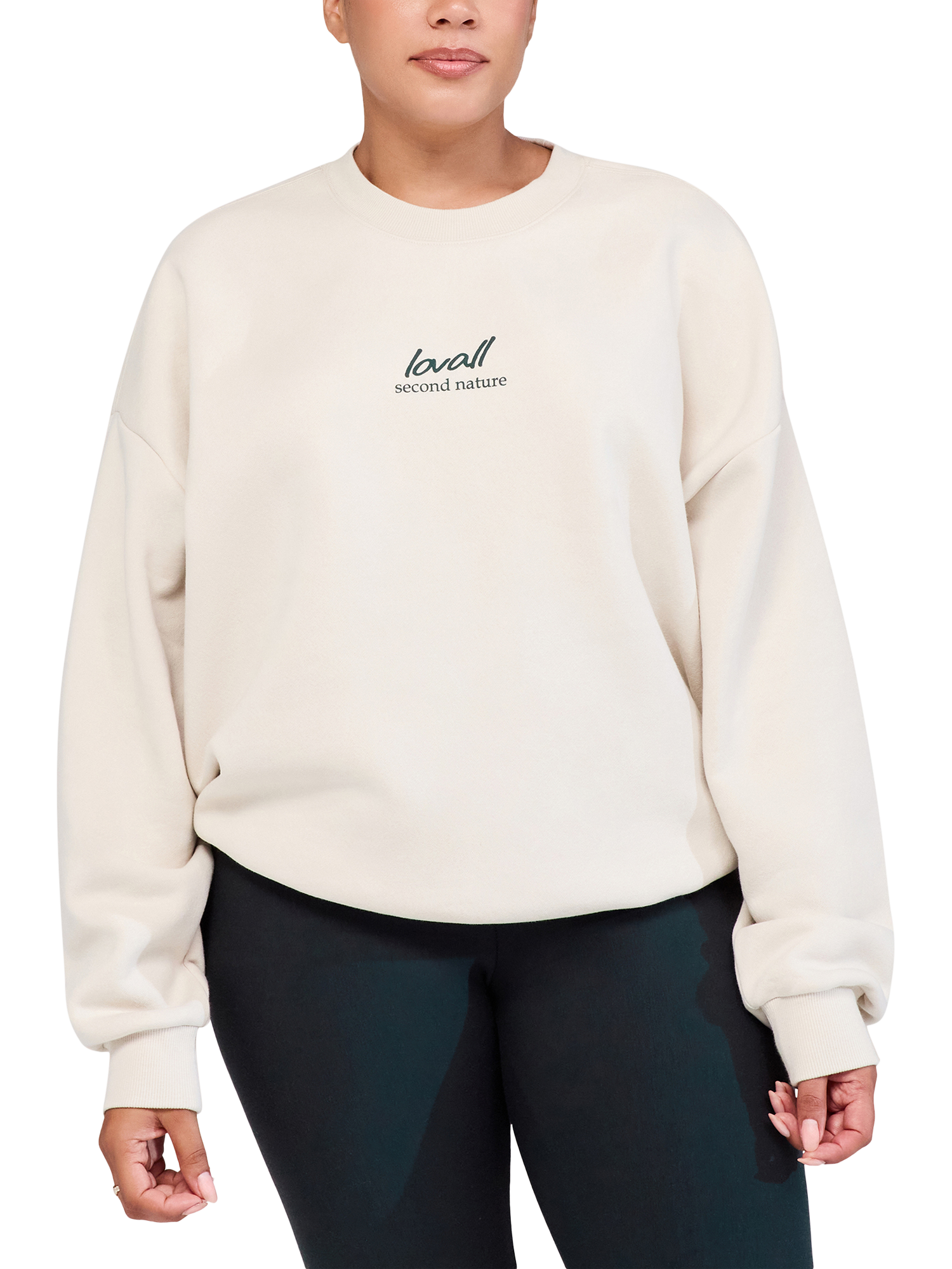 Product image 1 of 5, which shows Lovall ALL SZN Organic Cotton Blend Oversized Sweatshirt, Ecru, 6