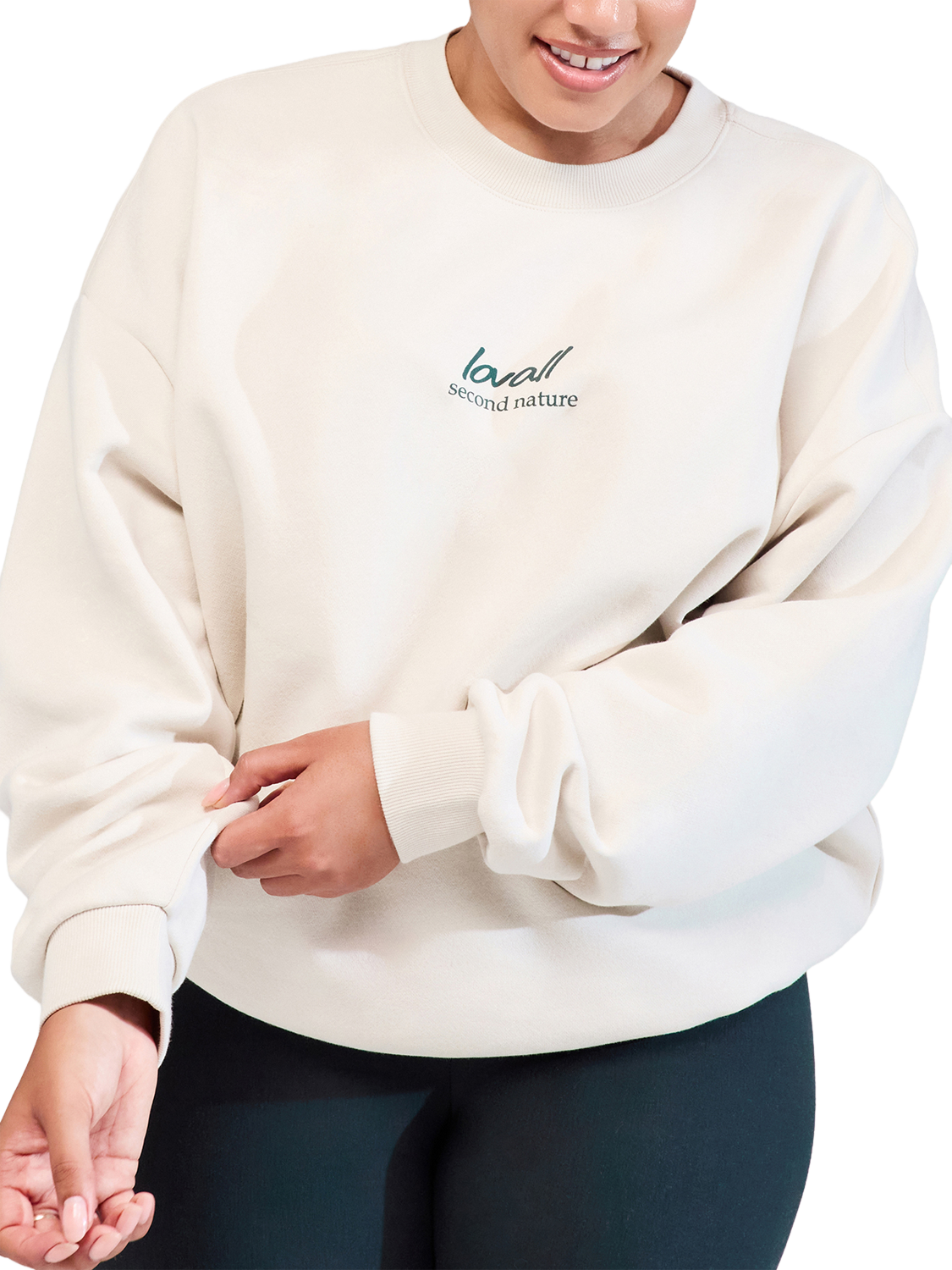Product image 3 of 5, which shows Lovall ALL SZN Organic Cotton Blend Oversized Sweatshirt, Ecru, 6
