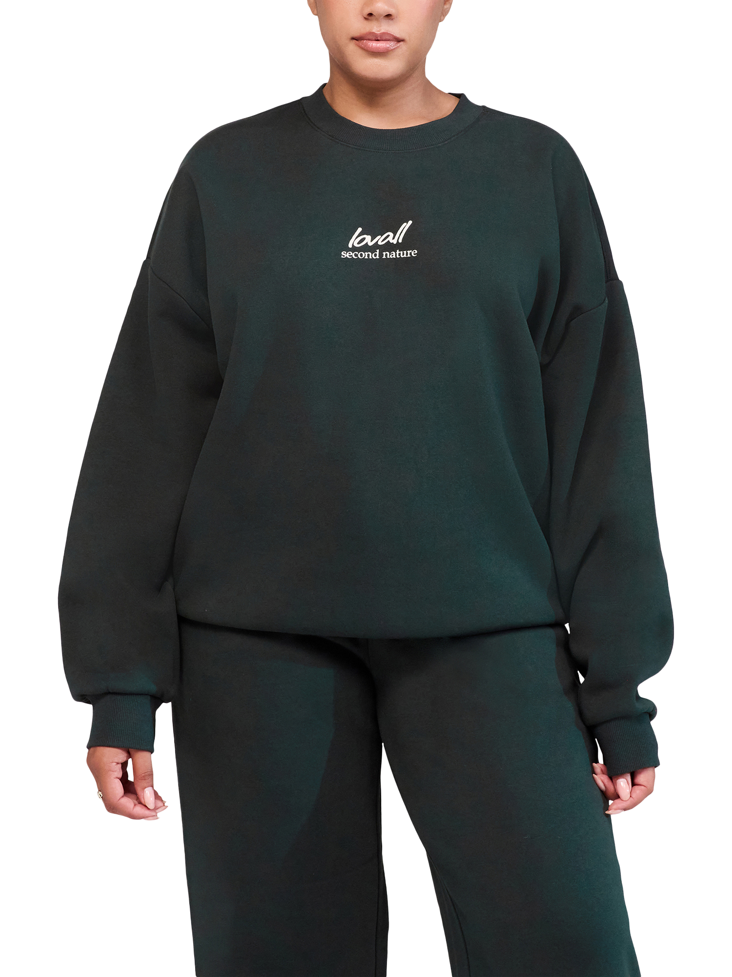 Product image 1 of 5, which shows Lovall ALL SZN Cotton Blend Oversized Sweatshirt, Pine, 6