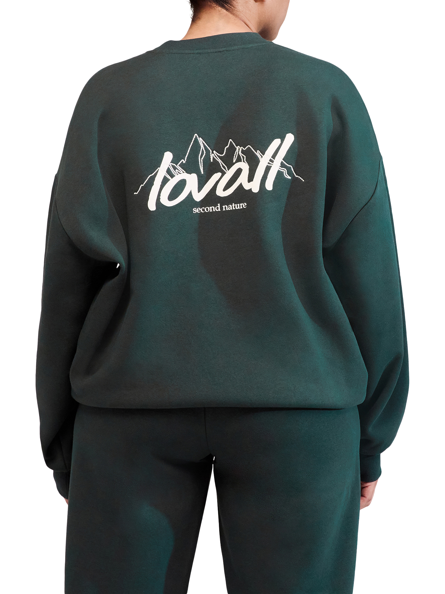 Product image 2 of 5, which shows Lovall ALL SZN Cotton Blend Oversized Sweatshirt, Pine, 6