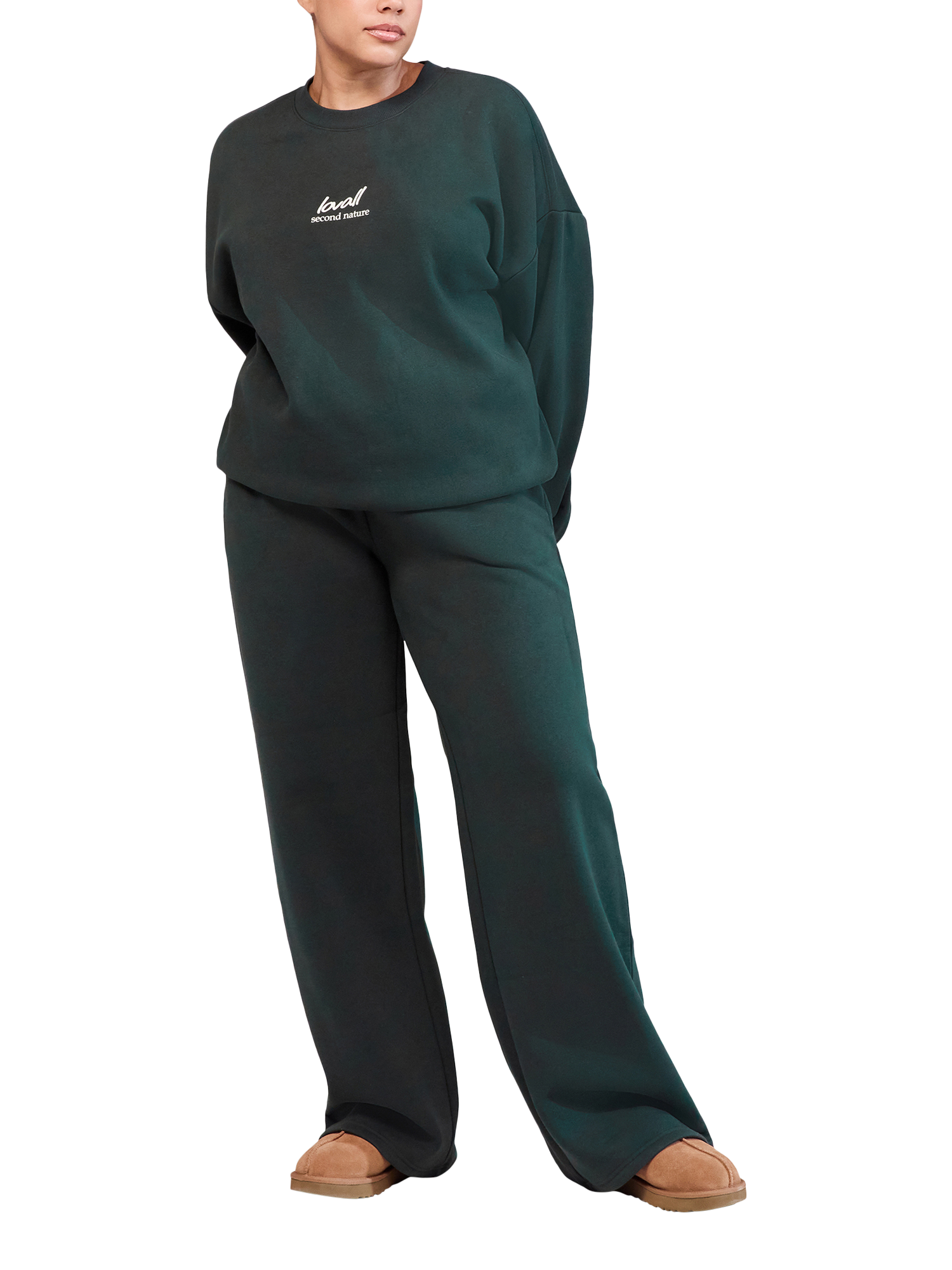 Product image 4 of 5, which shows Lovall ALL SZN Cotton Blend Oversized Sweatshirt, Pine, 6