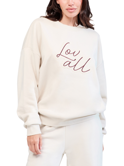 Lovall Cotton Blend Relaxed Oversized Sweatshirt, Ecru, Ecru