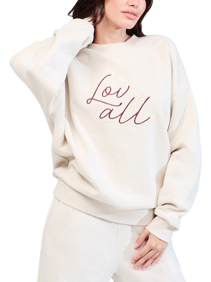 Lovall Cotton Blend Relaxed Oversized Sweatshirt, Ecru - view 2, Ecru