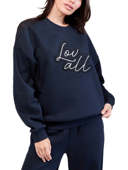 Lovall Cotton Blend Oversized Crew Neck Sweatshirt, Vinatge Navy