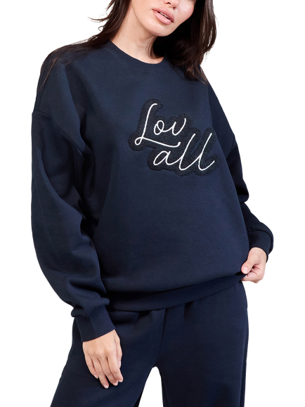 Lovall Cotton Blend Oversized Crew Neck Sweatshirt, Vinatge Navy