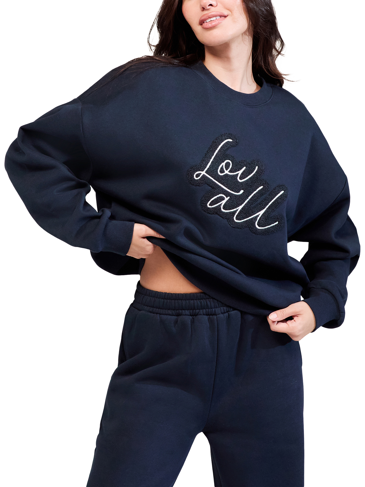 Product image 2 of 5, which shows Lovall Cotton Blend Oversized Crew Neck Sweatshirt, Vinatge Navy, 6