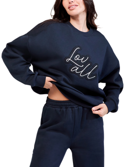 Lovall Cotton Blend Oversized Crew Neck Sweatshirt - view 2, Vinatge Navy