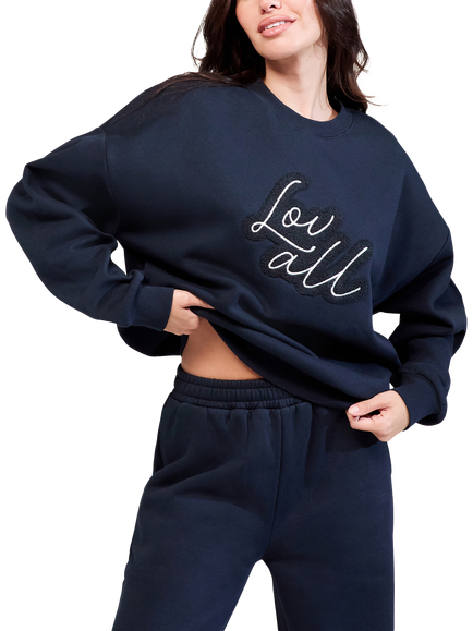 Lovall Cotton Blend Oversized Crew Neck Sweatshirt - view 2, Vinatge Navy