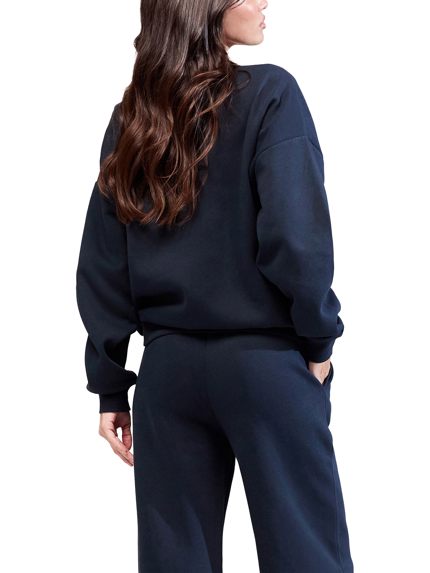 Product image 3 of 5, which shows Lovall Cotton Blend Oversized Crew Neck Sweatshirt, Vinatge Navy, 6