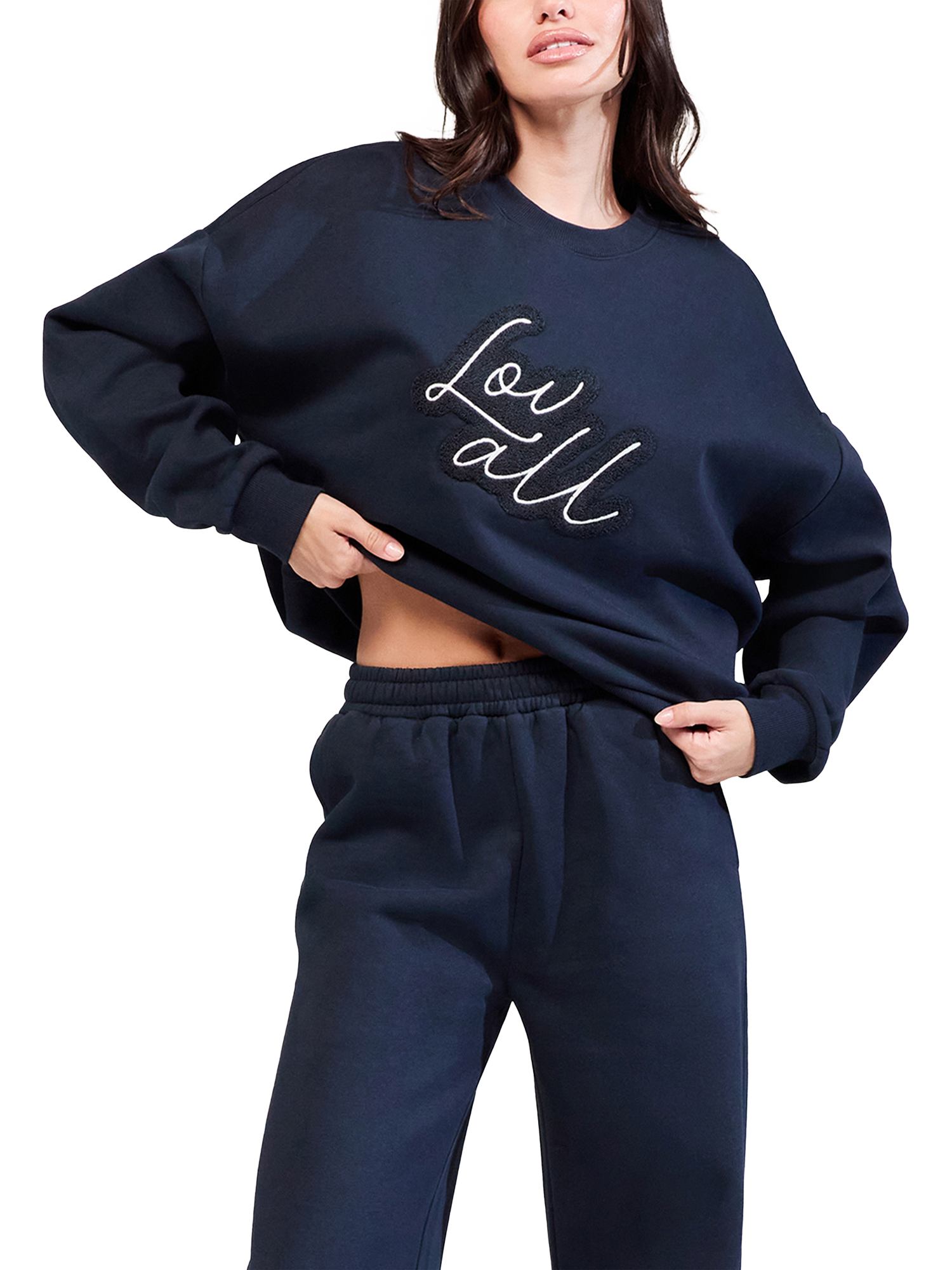 Product image 4 of 5, which shows Lovall Cotton Blend Oversized Crew Neck Sweatshirt, Vinatge Navy, 6