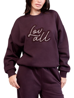 Lovall Cotton Blend Oversized Crew Neck Sweatshirt, Wine