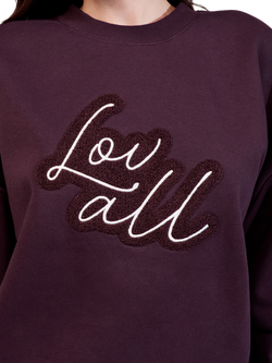 Lovall Cotton Blend Oversized Crew Neck Sweatshirt - view 2, Wine