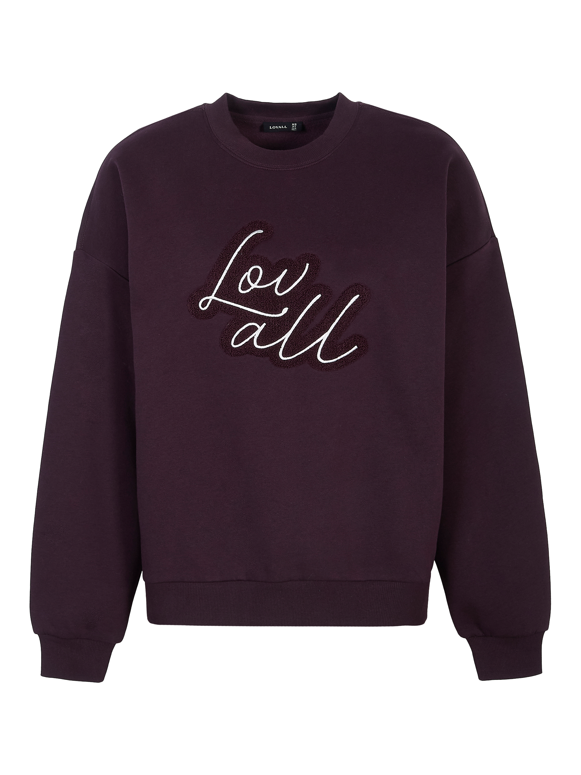 Product image 5 of 5, which shows Lovall Cotton Blend Oversized Crew Neck Sweatshirt, Wine, 6