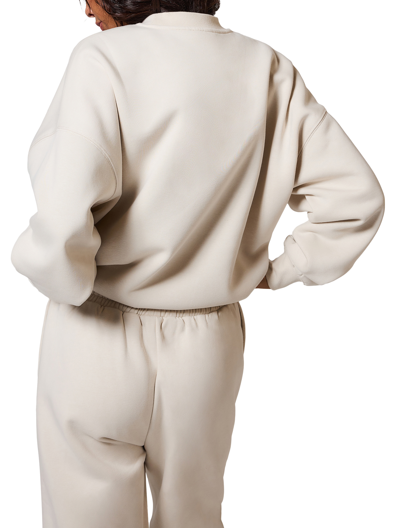 Product image 2 of 5, which shows Lovall Cotton Blend Logo Sweatshirt, Ecru, 8