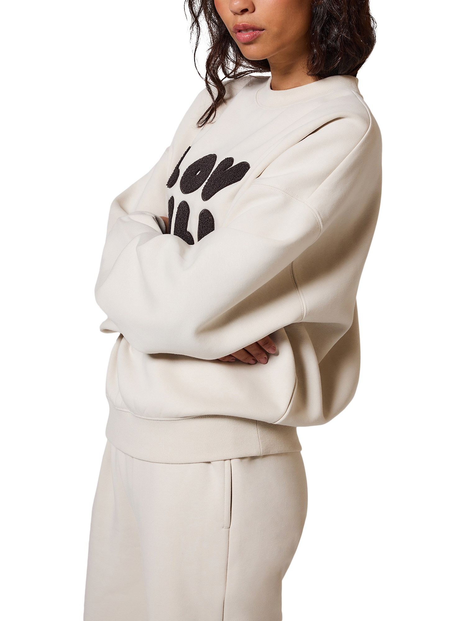 Product image 4 of 5, which shows Lovall Cotton Blend Logo Sweatshirt, Ecru, 8