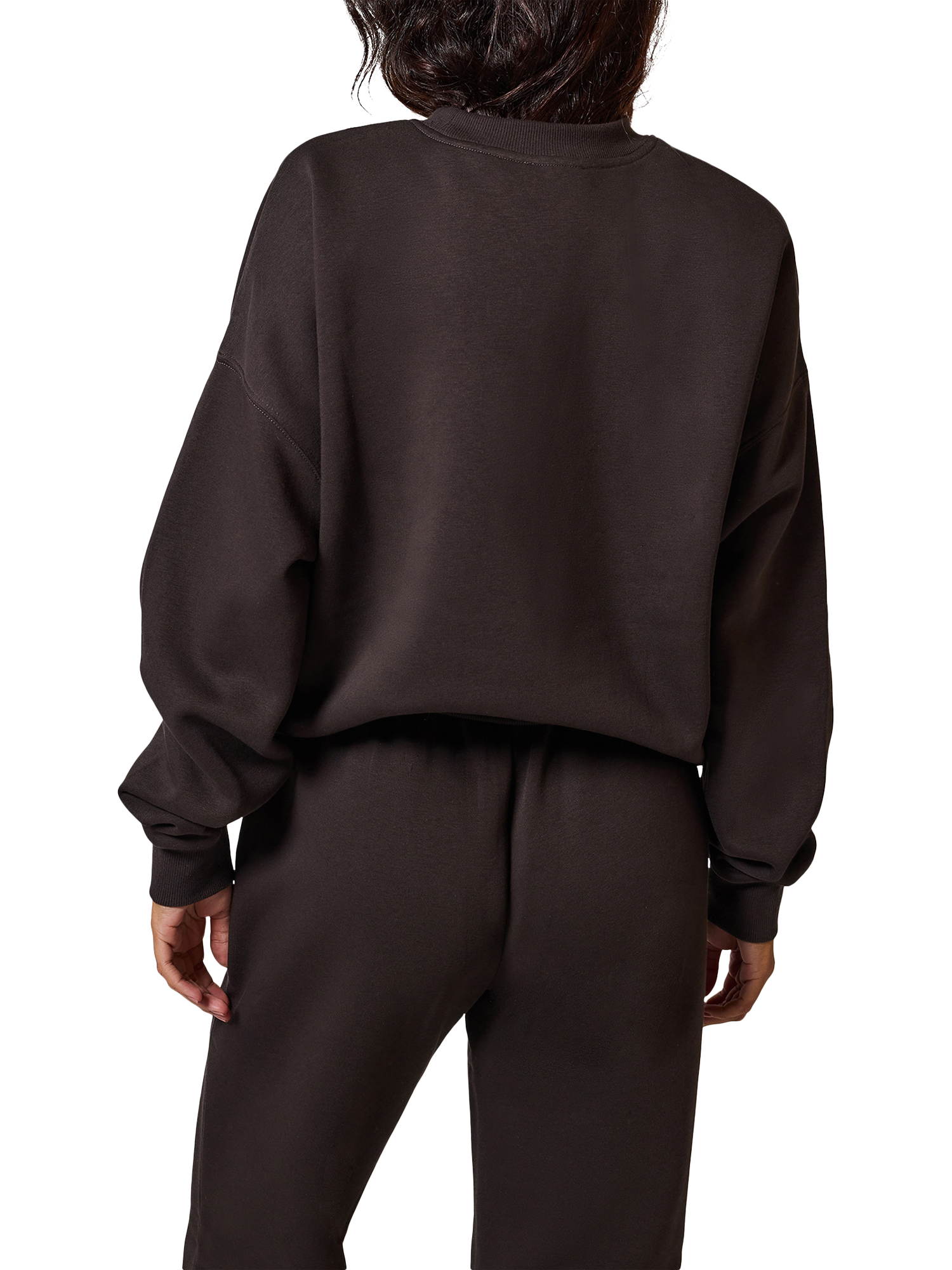 Product image 2 of 5, which shows Lovall Cotton Blend Logo Sweatshirt, Black Coffee, 16