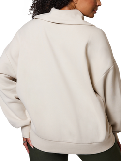 Lovall Cotton Blend Oversized Quarter Zip Sweatshirt, Ecru - view 2, Ecru