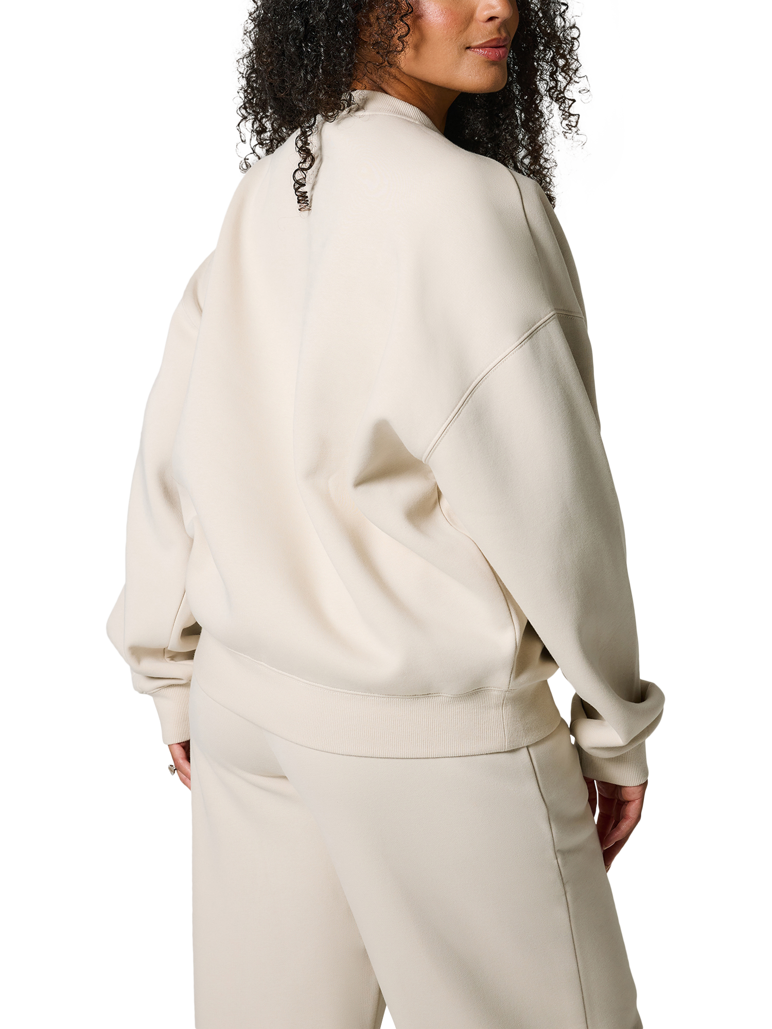 Product image 2 of 5, which shows Lovall Cotton Blend Oversized Sweatshirt, Ecru, 16