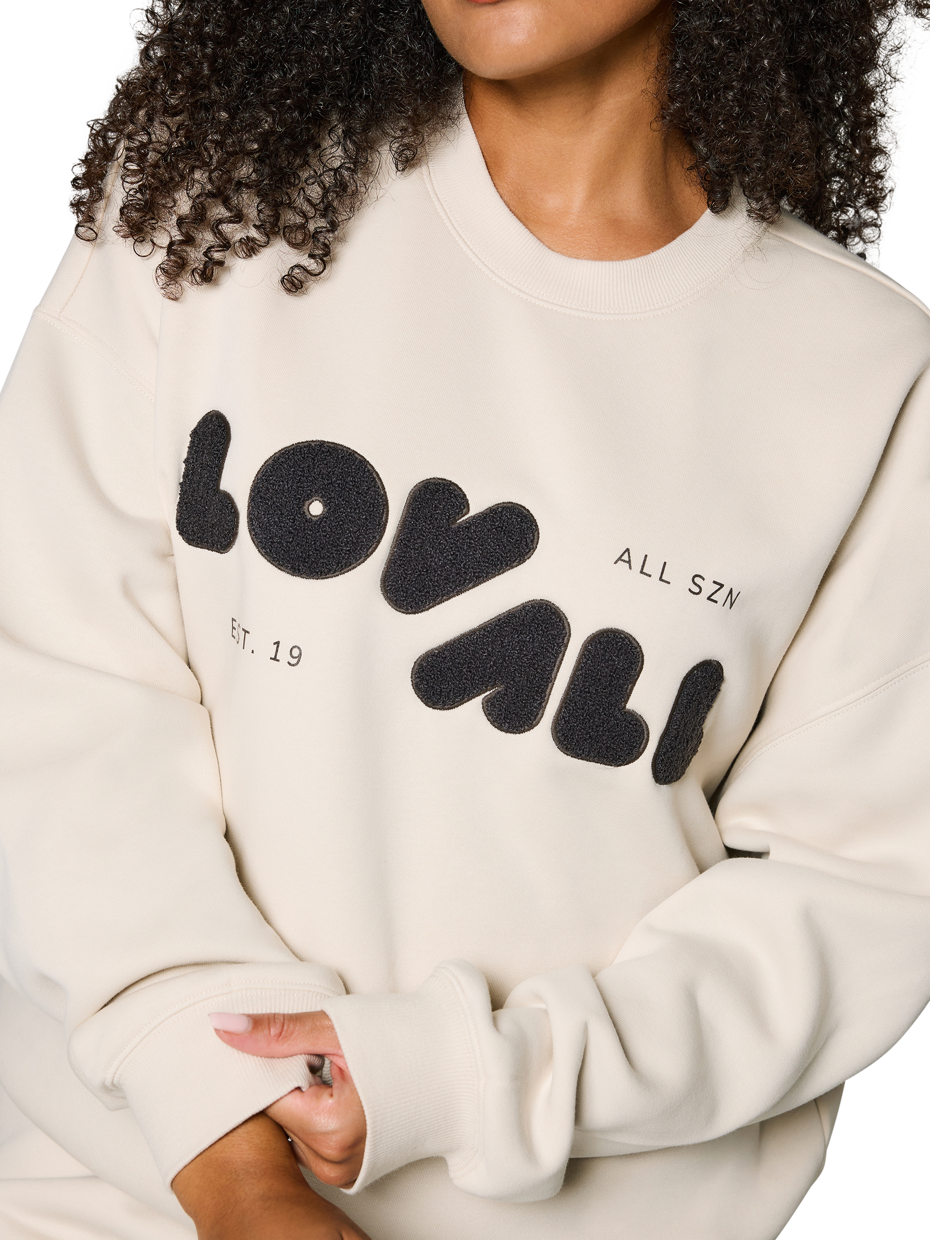 Product image 4 of 5, which shows Lovall Cotton Blend Oversized Sweatshirt, Ecru, 16