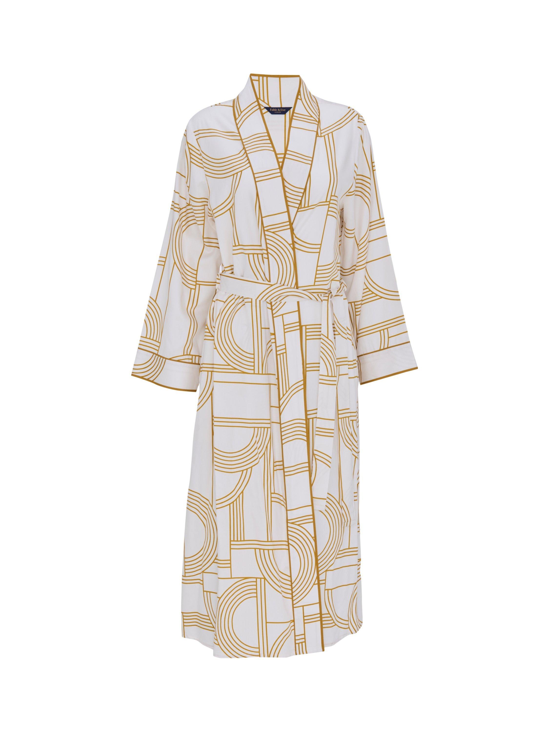 Product image 4 of 4, which shows Fable & Eve Victoria Geometric Dressing Gown, Cream/Yellow, 8