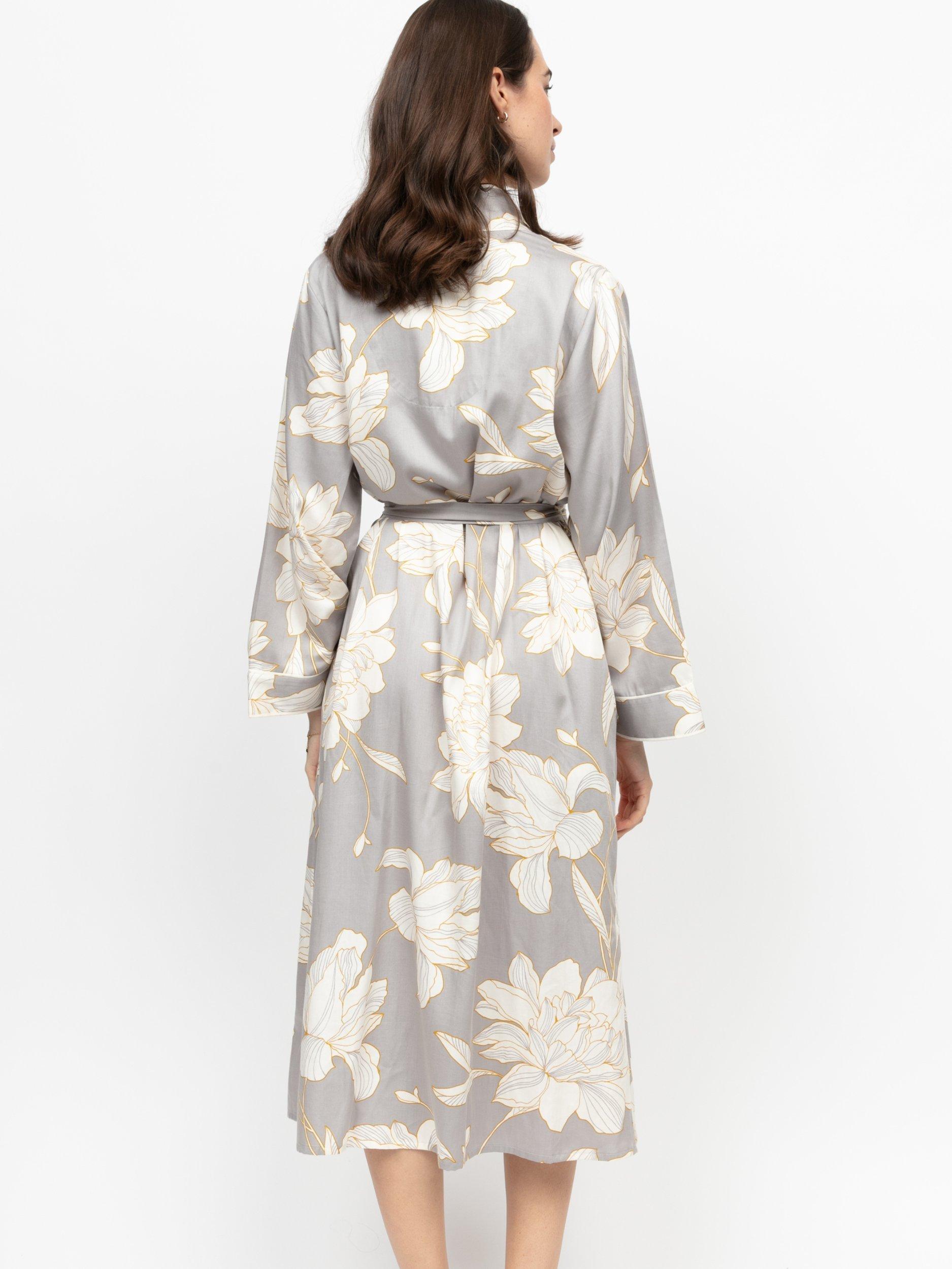 Product image 2 of 4, which shows Fable & Eve Victoria Floral Dressing Gown, Grey/Multi, 8