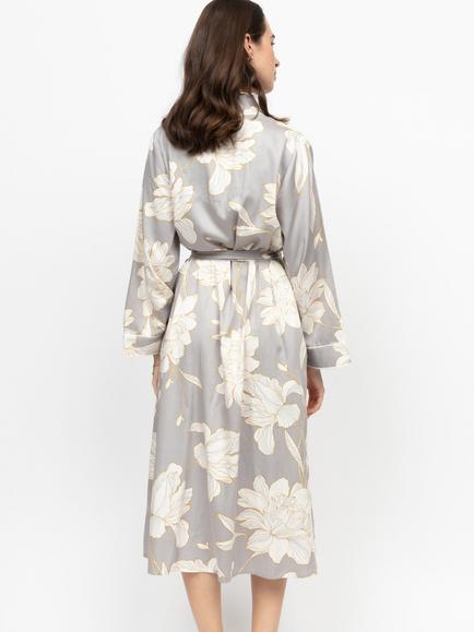 Fable & Eve Victoria Floral Dressing Gown, Grey/Multi - view 2, Grey/Multi