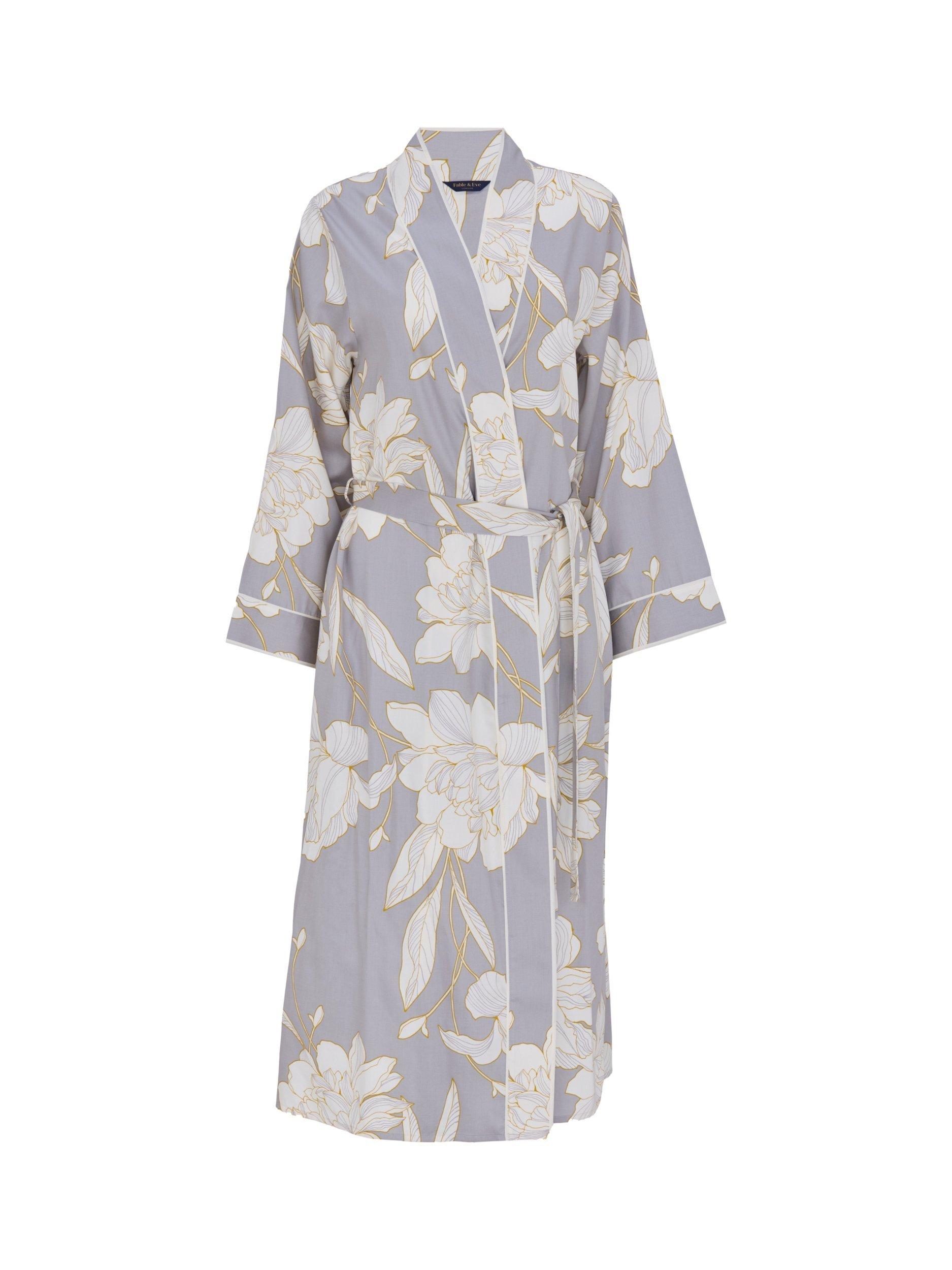 Product image 3 of 4, which shows Fable & Eve Victoria Floral Dressing Gown, Grey/Multi, 8
