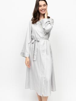Fable & Eve Victoria Long Sleeve Dressing Gown, Silver Grey, Silver Grey