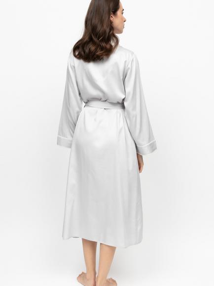 Fable & Eve Victoria Long Sleeve Dressing Gown, Silver Grey - view 2, Silver Grey